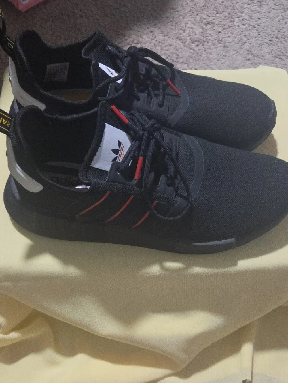 adidas Black Sneakers with Red Lace Tips
